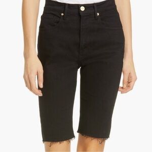 FRAME Le Vintage High Waist Raw Edge Bermuda Shorts in Film Noir Size 23 NWT